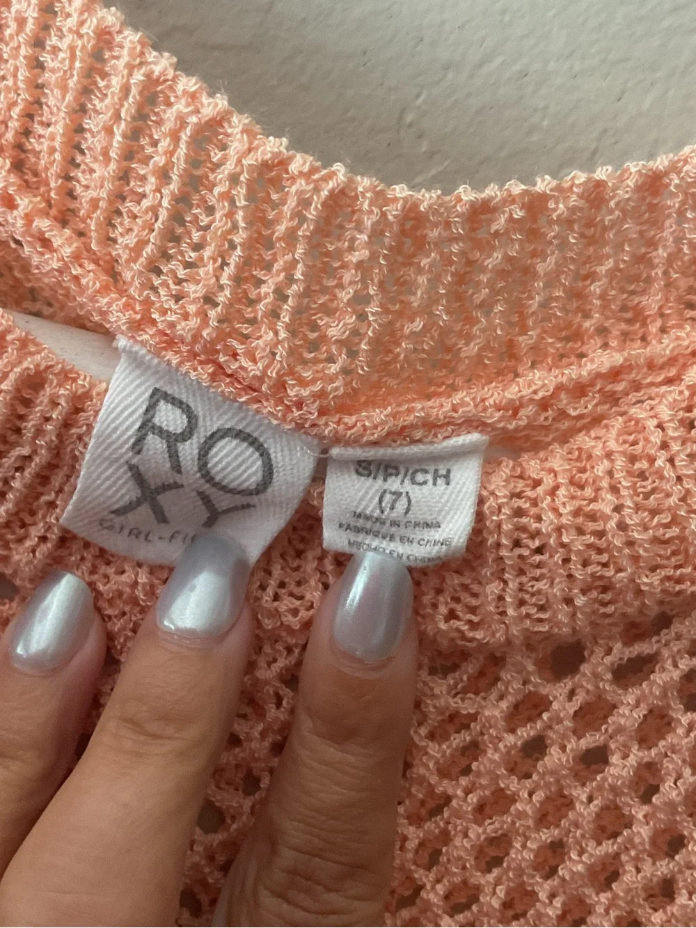 Roxy Peach Open-Knit Sleeveless Coverup